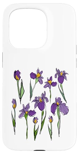 Damen Iris Blume Botanische Wildblumenblumenblumenblumen Hülle für iPhone 15 Pro Damen Iris Blume Botanische Wildblumenblumenblumenblumen Hülle für iPhone 15 Pro von Frauen Blumenblumen Boho Grafik