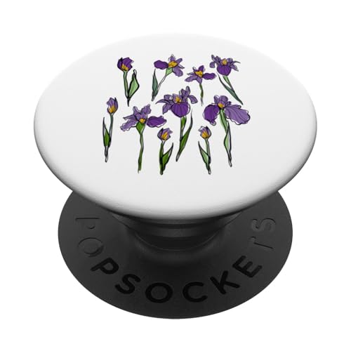 Damen Iris Blume Botanische Wildblumenblumenblumenblumen PopSockets Klebender PopGrip Damen Iris Blume Botanische Wildblumenblumenblumenblumen PopSockets Klebender PopGrip von Frauen Blumenblumen Boho Grafik