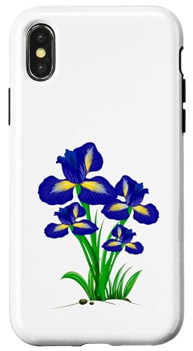 Damen Iris Blume Botanische Wildblumenblumenblumengrafik Hülle für iPhone X/XS Damen Iris Blume Botanische Wildblumenblumenblumengrafik Hülle für iPhone X/XS von Frauen Blumenblumen Boho Grafik