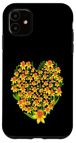Lustige florale Herz gelbe Wild Narzissenblumen Grafiken Hülle für iPhone 11 Lustige florale Herz gelbe Wild Narzissenblumen Grafiken Hülle für iPhone 11 von Frauen Blumenblumen Boho Grafik