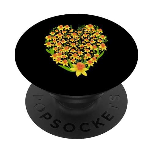 Lustige florale Herz gelbe Wild Narzissenblumen Grafiken PopSockets Klebender PopGrip Lustige florale Herz gelbe Wild Narzissenblumen Grafiken PopSockets Klebender PopGrip von Frauen Blumenblumen Boho Grafik
