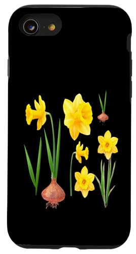 Vintage florale gelbe wilde Narzissenblüten Grafiken Hülle für iPhone SE (2020) / 7 / 8 von Frauen Blumenblumen Boho Grafik