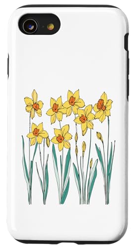 Vintage florale gelbe wilde Narzissenblüten Grafiken Hülle für iPhone SE (2020) / 7 / 8 von Frauen Blumenblumen Boho Grafik