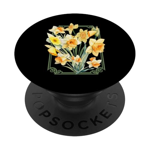 Vintage florale gelbe wilde Narzissenblüten Grafiken PopSockets Klebender PopGrip Vintage florale gelbe wilde Narzissenblüten Grafiken PopSockets Klebender PopGrip von Frauen Blumenblumen Boho Grafik