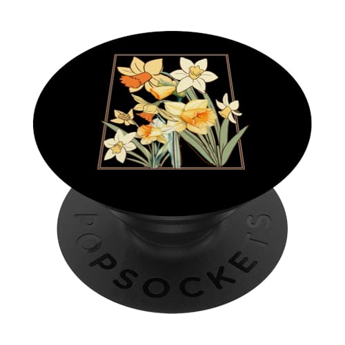 Vintage florale gelbe wilde Narzissenblüten Grafiken PopSockets Klebender PopGrip Vintage florale gelbe wilde Narzissenblüten Grafiken PopSockets Klebender PopGrip von Frauen Blumenblumen Boho Grafik