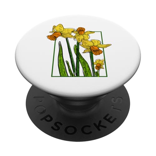 Vintage florale gelbe wilde Narzissenblüten Grafiken PopSockets Klebender PopGrip Vintage florale gelbe wilde Narzissenblüten Grafiken PopSockets Klebender PopGrip von Frauen Blumenblumen Boho Grafik
