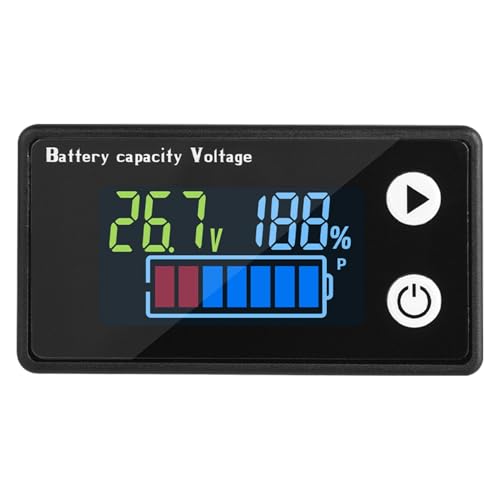 LED-Akkuspannungsanzeige, kompakte Batteriekapazität, Monitor für Golf, Marine, , Motorrad | Batterietester mit Farbdisplay und Sicherheitslesungen von Fravsiu
