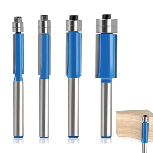 Oberfräsen-Bits 1/4-Zoll-Schaft – 4-teiliges Bündigfräser-Bit-Set, Schnittdurchmesser 1/4 Zoll, 5/16 Zoll, 3/8 Zoll, 1/2 Zoll, professionelle Holzbearbeitungsfräser Werkzeuge mit Doppellager für Oberfräsen-Bits 1/4-Zoll-Schaft – 4-teiliges Bündigfräser-Bit-Set, Schnittdurchmesser 1/4 Zoll, 5/16 Zoll, 3/8 Zoll, 1/2 Zoll, professionelle Holzbearbeitungsfräser Werkzeuge mit Doppellager für von FreeSkill