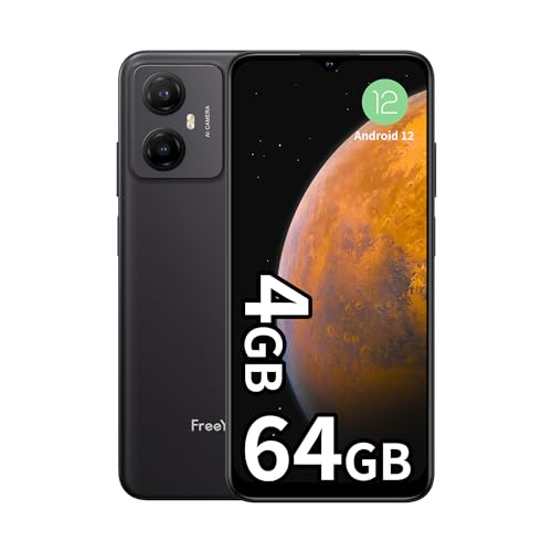FreeYond F9 (2023) 4GB+64GB/1TB Erweiterbar, Handy Günstig Ohne Vertrag 8 Core Prozessor, 5000mAh 6.52 Zoll HD+ Display Android 12 Smartphone 4G, 13MP AI Kamera, Face ID/Dual SIM, Schwarz von FreeYond