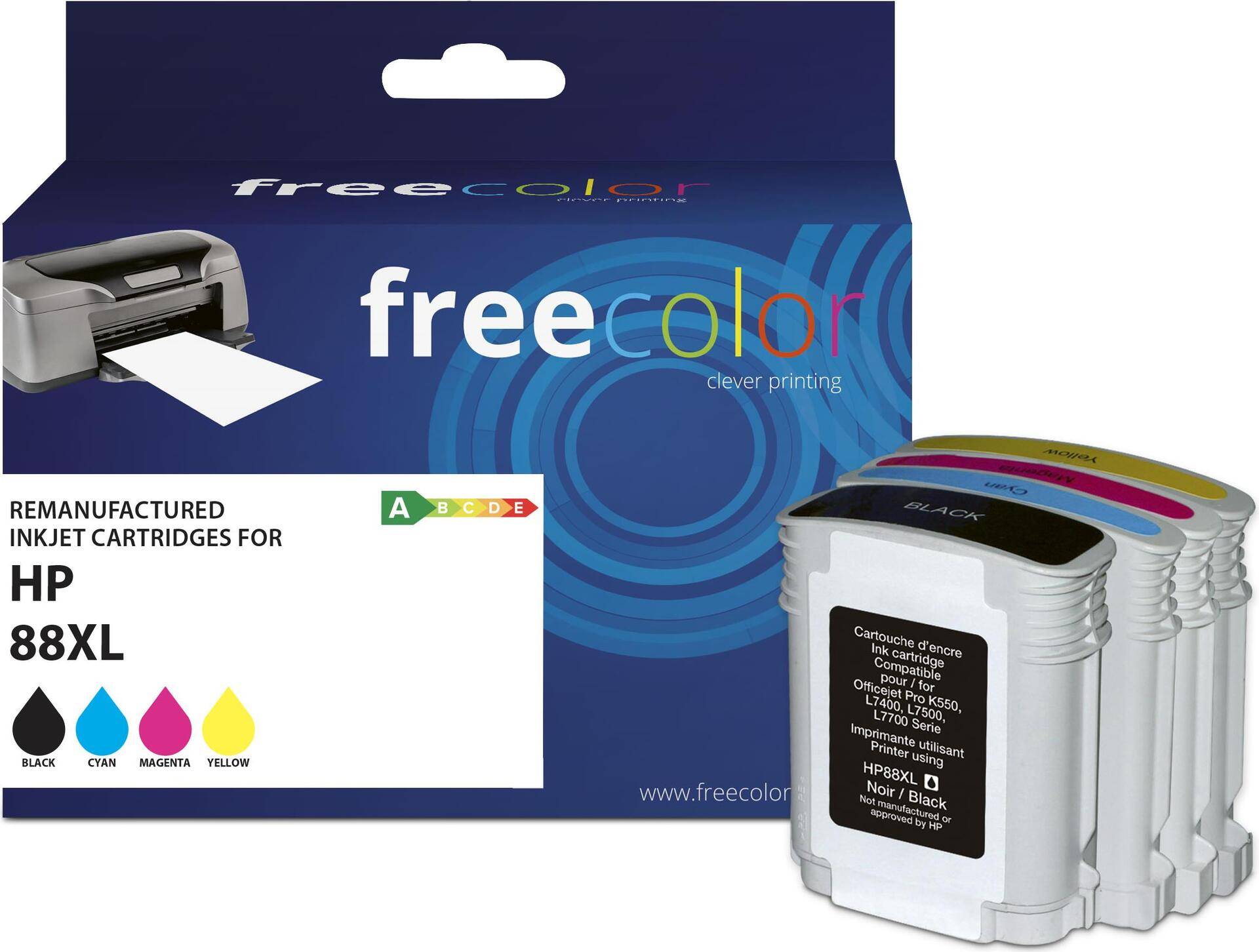 Freecolor K10418F7 Druckerpatrone 4 Stück(e) Kompatibel High (L) Yield Schwarz - Cyan - Magenta - Gelb (K10418F7) von Freecolor