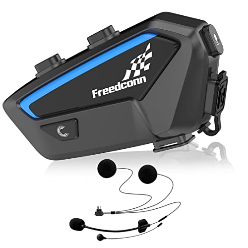 FreedConn FX Motorrad Intercom, Helm Headset für bis zu 10 Motorräder mit Reichweite von 1500m, DSP und CVC Geräuschunterdrückung Motorradhelm Kommunikationssystem mit Musikteilen Funktion Schwarz von FreedConn