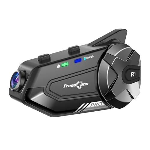 FreedConn Motorradhelm-Gegensprechanlage, 2K-Kamera-Lautsprecher-Headset, R1 Pro, Motorradhelm, Bluetooth-Headset, Kopfhörer, Kamera, 100 m, APP-Steuerung/Universal-Gegensprechanlagen und Helm FreedConn Motorradhelm-Gegensprechanlage, 2K-Kamera-Lautsprecher-Headset, R1 Pro, Motorradhelm, Bluetooth-Headset, Kopfhörer, Kamera, 100 m, APP-Steuerung/Universal-Gegensprechanlagen und Helm von FreedConn