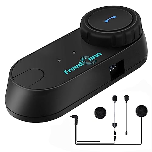 FreedConn T-COM VB 800M Bluetooth Motorrad Helm Interphone Motorrad Intercom Headset Sprechanlage Mit GPS, FM Radio (2 Einheiten mit weichem Kabel Kopfhörer) (Single) von FreedConn