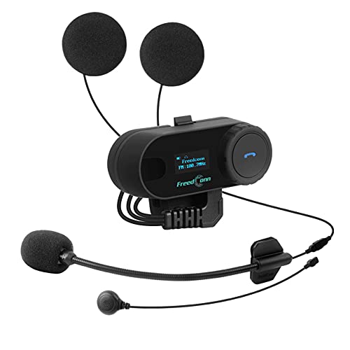 FreedConn TCOM-SC Motorrad Intercom mit LCD Bildschirm,Motorrad Bluetooth Headset für bis zu 2~3 Motorräder mit HiFi-Lautsprechern Mehrfache Rauschunterdrückung Musik Teilen FM Radio,1 Paket von FreedConn