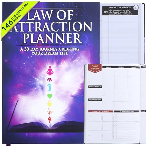 Law of Attraction – Eine 30-tägige Reise zur Verwirklichung Ihres Traumlebens – Persönliches Dankbarkeitstagebuch, Wochenerfolgsplaner und Aufkleber – Undatierter Planer von Freedom Mastery