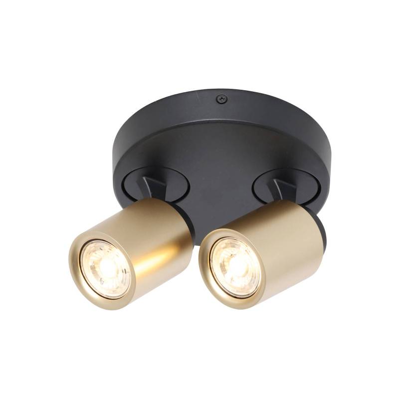 Deckenstrahler Razza, schwarz/gold, Ø 26,5 cm, 2-flg. von Freelight