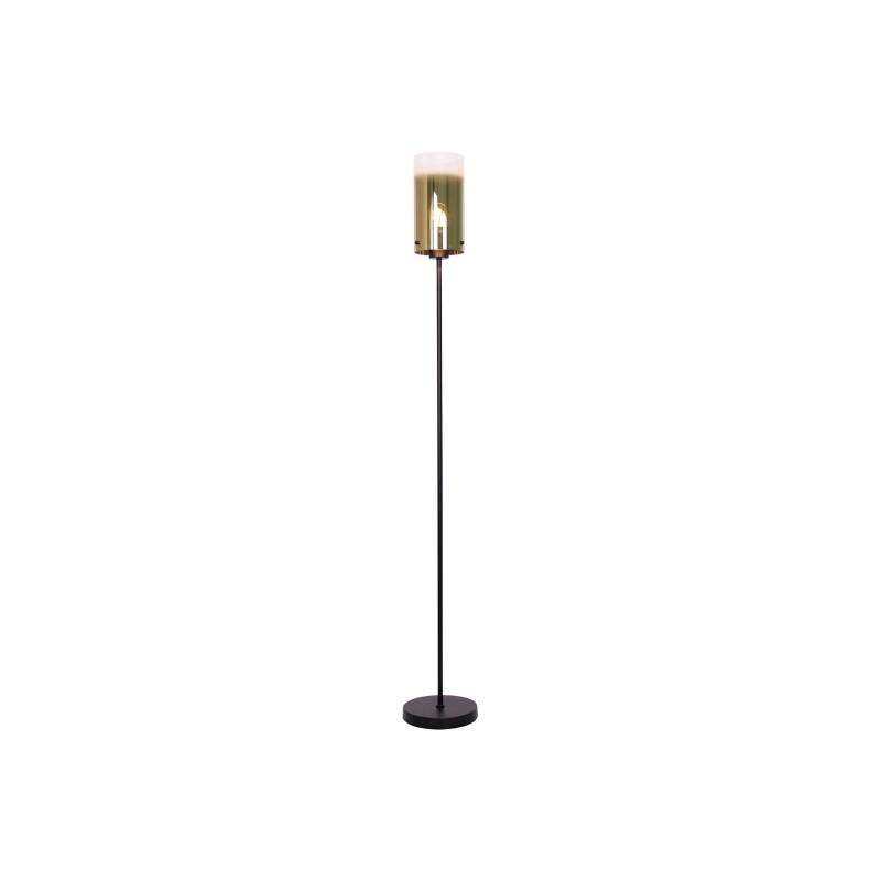 Stehlampe Ventotto, schwarz/gold, Höhe 165 cm, Metall/Glas von Freelight