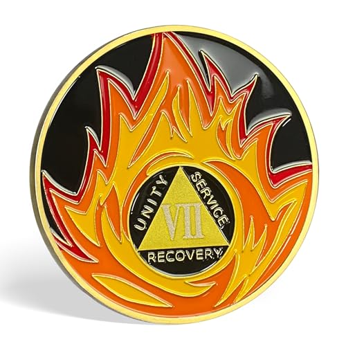 Flamme dreieckige 7-jährige Nüchternheitsmünze | Alkoholiker Anonyme AA-Münzen Nüchternheit Geschenke für Männer und Frauen | Celebratory Unity Service AA Münze zum jährlichen nüchternen Chip von Freemasoner