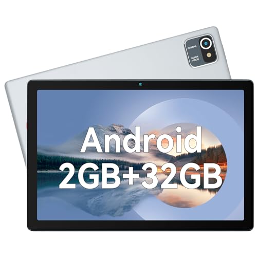 Freeski Tablet Android 13, Tablet 10,1 Zoll 6 GB + 64 GB (TF 128 GB), Tablet Touchscreen 5000 mAh/1280 x 800/5 MP + 8 MP/BT/WiFi/Quad-Core(Silber) von Freeski