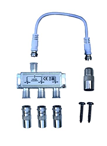 3-Fach TV-Verteiler Weiche Dreifachverteiler für DVB-T-2 und Kabelfernsehen, inkl. 20cm Antennenkabel von Freitag Electronic