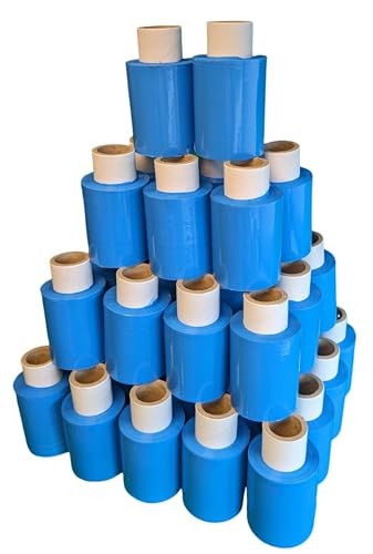 40 x Mini Stretchfolie 10 cm Rollen 23 my + Abroller (blau) von Freiziel