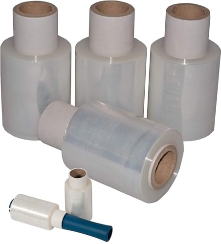 6 x mini Rollen 10 cm Stretchfolie 23 my mit Abroller (transparent) von Freiziel