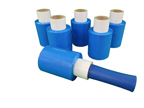 Freiziel® 6x Mini Rollen 10 cm Stretchfolie 23 my + Abroller (blau) von Freiziel