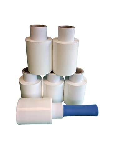 Freiziel® 6x Mini Rollen 10 cm Stretchfolie 23 my + Abroller (weiß) von Freiziel