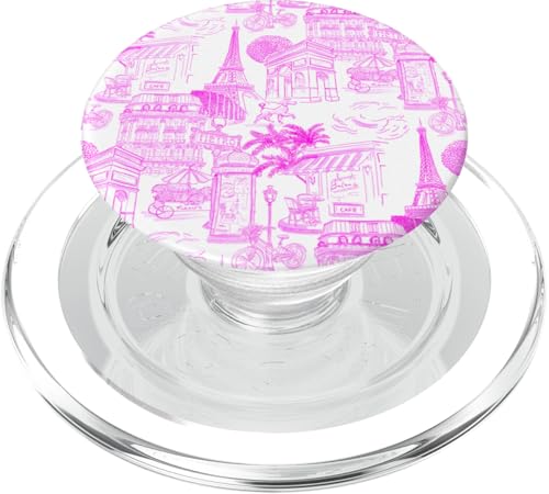 Adrette Hot Pink Paris Toile Cafe Pudel Eiffel Bogen Bäume PopSockets PopGrip für MagSafe Adrette Hot Pink Paris Toile Cafe Pudel Eiffel Bogen Bäume PopSockets PopGrip für MagSafe von French Aesthetic Toile Patterns