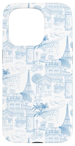 Adrette Kornblumenblau Paris Toile Cafe Pudel Eiffelbäume Hülle für iPhone 15 Pro Adrette Kornblumenblau Paris Toile Cafe Pudel Eiffelbäume Hülle für iPhone 15 Pro von French Aesthetic Toile Patterns