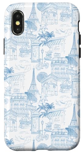Adrette Kornblumenblau Paris Toile Cafe Pudel Eiffelbäume Hülle für iPhone X/XS Adrette Kornblumenblau Paris Toile Cafe Pudel Eiffelbäume Hülle für iPhone X/XS von French Aesthetic Toile Patterns