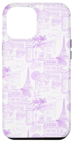 Adrette Mauve Paris Toile Cafe Pudel Eiffel Bogen Bäume Hülle für iPhone 12 Pro Max von French Aesthetic Toile Patterns