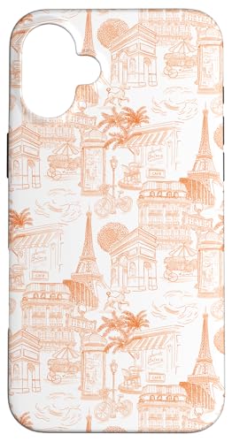 Adrette Orange Paris Toile Cafe Pudel Eiffel Bogen Bäume Hülle für iPhone 16 Plus Adrette Orange Paris Toile Cafe Pudel Eiffel Bogen Bäume Hülle für iPhone 16 Plus von French Aesthetic Toile Patterns