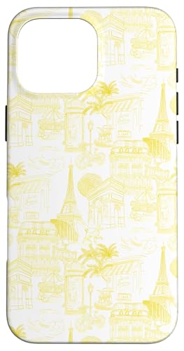 Adrette gelbe Paris Toile Cafe Pudel Eiffel Bogenbäume Hülle für iPhone 16 Pro Max Adrette gelbe Paris Toile Cafe Pudel Eiffel Bogenbäume Hülle für iPhone 16 Pro Max von French Aesthetic Toile Patterns