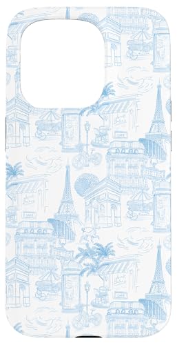 Adrette hellblaue Paris Toile Cafe Pudel Eiffel Bogen Bäume Hülle für iPhone 15 Pro Adrette hellblaue Paris Toile Cafe Pudel Eiffel Bogen Bäume Hülle für iPhone 15 Pro von French Aesthetic Toile Patterns
