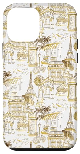 Adretter französischer Senf Paris Toile Cafe Pudel Eiffel Bogen Hülle für iPhone 12 mini von French Aesthetic Toile Patterns
