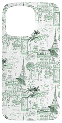 Preppy Forest Green Paris Toile Cafe Pudel Eiffel Bogen Hülle für iPhone 15 Pro Max Preppy Forest Green Paris Toile Cafe Pudel Eiffel Bogen Hülle für iPhone 15 Pro Max von French Aesthetic Toile Patterns