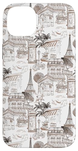 Preppy French Brown Paris Toile Cafe Pudel Eiffel Arc Trees Hülle für iPhone 14 Plus Preppy French Brown Paris Toile Cafe Pudel Eiffel Arc Trees Hülle für iPhone 14 Plus von French Aesthetic Toile Patterns