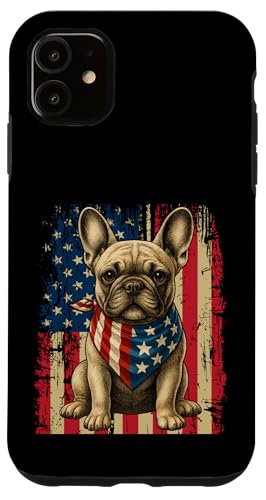 Frenchie 4. Juli Französischer Hund USA Flagge Where's the Paw-ty Hülle für iPhone 11 von French Bulldog USA Flag Let's Pawty Men Women Kid