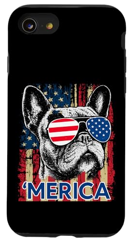 Merica Französische Bulldogge Amerikanische Flagge 4. Juli Frenchie Hülle für iPhone SE (2020) / 7 / 8 von French Bulldog USA Flag Let's Pawty Men Women Kid