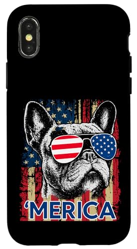 Merica Französische Bulldogge Amerikanische Flagge 4. Juli Frenchie Hülle für iPhone X/XS Merica Französische Bulldogge Amerikanische Flagge 4. Juli Frenchie Hülle für iPhone X/XS von French Bulldog USA Flag Let's Pawty Men Women Kid