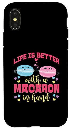 Das Leben ist besser mit einem Macaron in der Hand Hülle für iPhone X/XS von French Food Designs For A Foodie