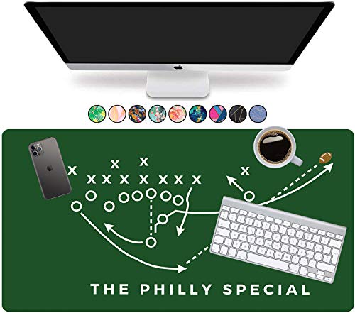 French Koko Großes Mauspad, Schreibtischunterlage, Tastaturunterlage, Heimbüro, Schule, Hochschule, großer erweiterter Laptop-Schutz, Computer, Philadelphia, XL, Eagles Philly Special von French KOKO