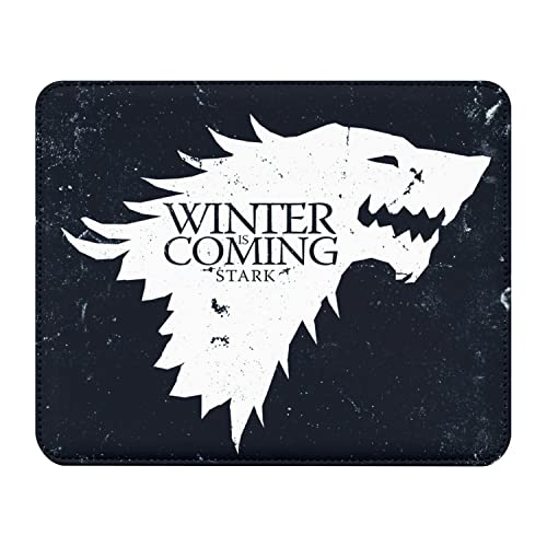 Mauspad, Leder, Motiv: Haus Stark Winter is Coming Game of Thrones, 22 x 18 cm von French Unicorn