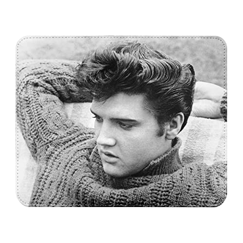 Mauspad, Leder-Optik, Motiv: Star Celebrity, Elvis Presley, Sänger, alte Musik, Original 10, 22 x 18 cm von French Unicorn