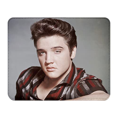 Mauspad, Leder-Optik, Motiv: Star Celebrity, Elvis Presley, Sänger, alte Musik, Original 14, 22 x 18 cm von French Unicorn