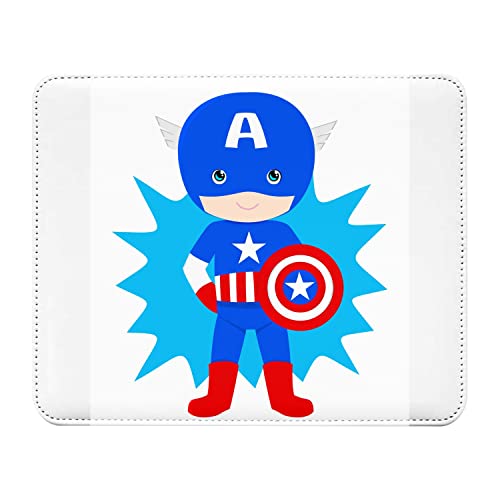 Mauspad, Lederoptik, Little Captain America, Jungen, Cartoon, Super Hero – 22 x 18 cm von French Unicorn