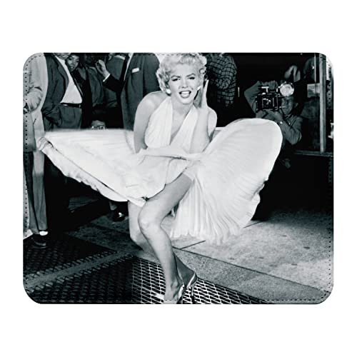 Mauspad, Lederoptik, Marilyn Monroe, Foto, Celebration, weißes Kleid, Stern, 22 x 18 cm von French Unicorn