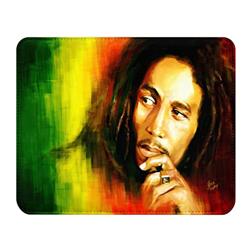 Mauspad in Leder-Optik Bob Marley Legende Reggae Musik Jamaika Rastafari – 22 x 18 cm von French Unicorn