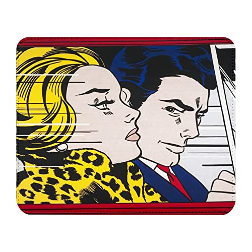 Mauspad in Leder-Optik in The Car 1963 / von Roy Lichtenstein / Pop Art / Comics - 22 x 18 cm von French Unicorn